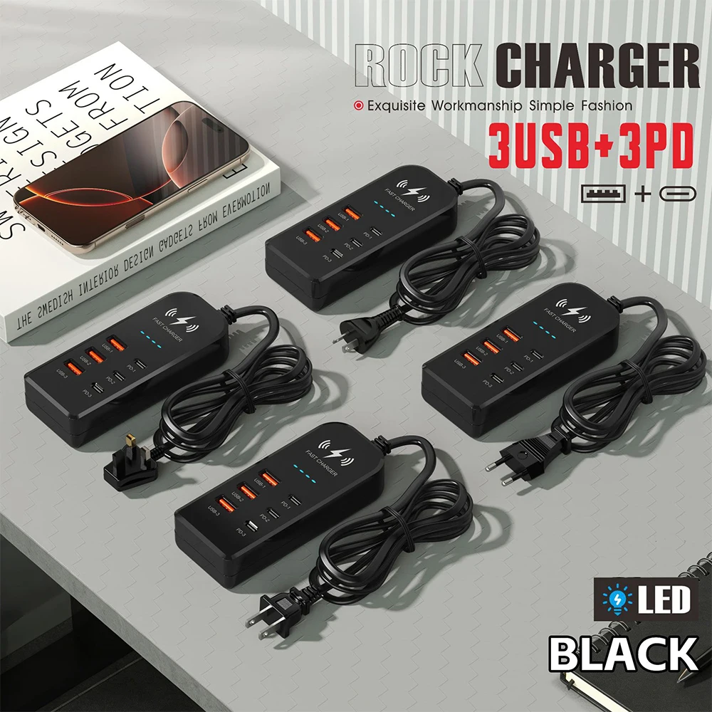 Universal Fast Charging Power Strip with USB and Type C Ports