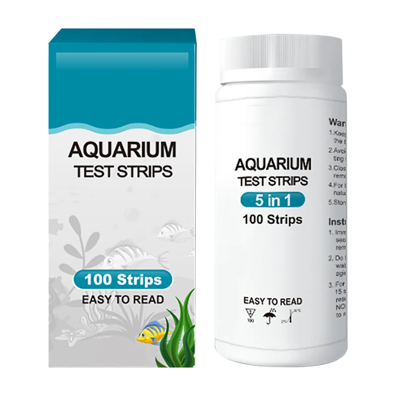 100PCS Water Test Strips Fish Tank Testing Strips 5 in 1 Aquarium Testing Strips for Total