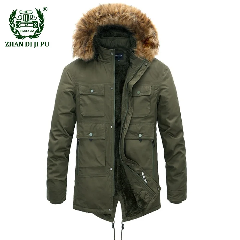 

Mens Plush Thicken Warm Jacket Hooded Loose Windproof Multiple Pockets Cargo Jacket Men Winter Solid Color Oversized Parka Coats