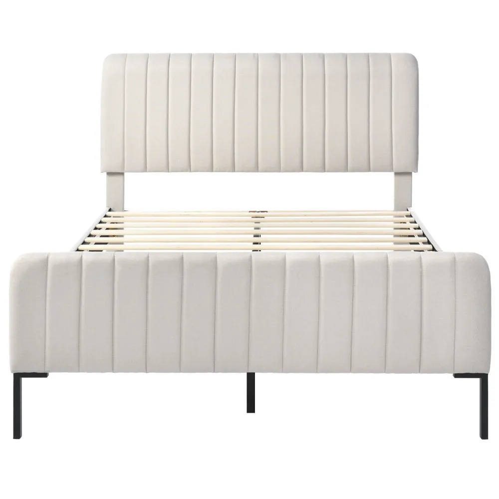 Modernes Gepolstertes Doppelbett | Robuster Gitterbett-Rahmen mit Verstellbarem Kopfteil | Jugendzimmermöbel für Teenager & Erwachsene – Detail 7
