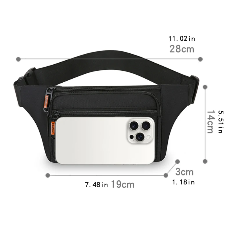 Lightweight and durable men's waist bag - compact diagonal backpack with adjustable shoulder straps, hiking and reinforced stitc