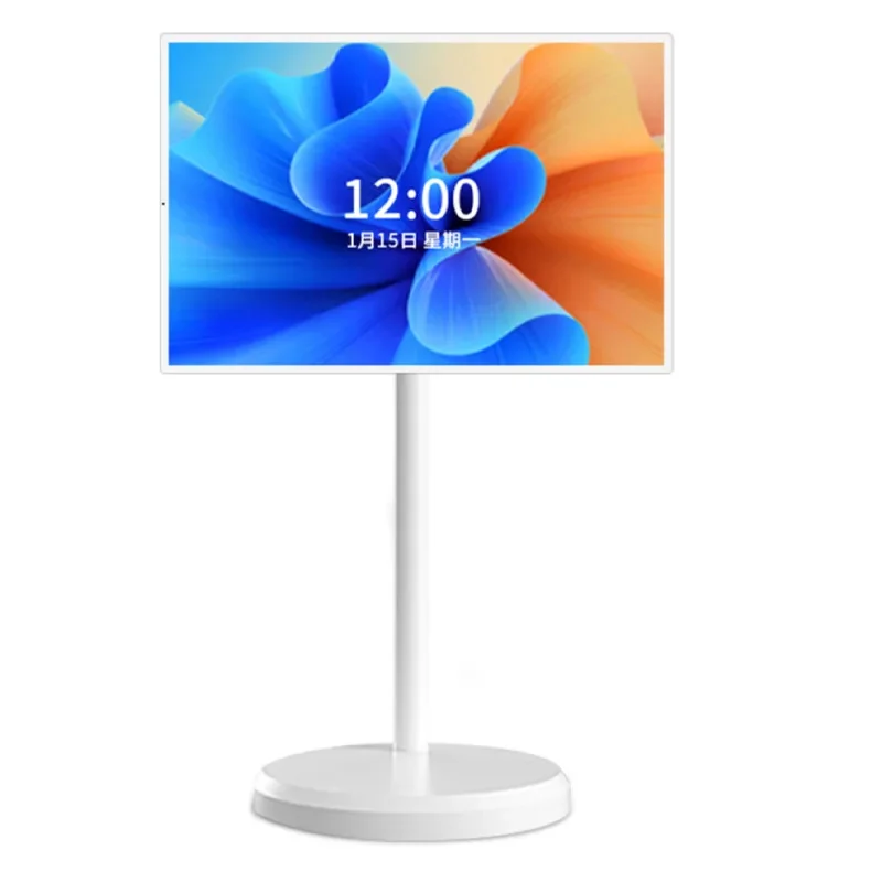 Smart 21.5 Inch Portable TV Stand Rechargeable 360 Rotating Feature Wireless Television Display Touch Screen Mobile Display