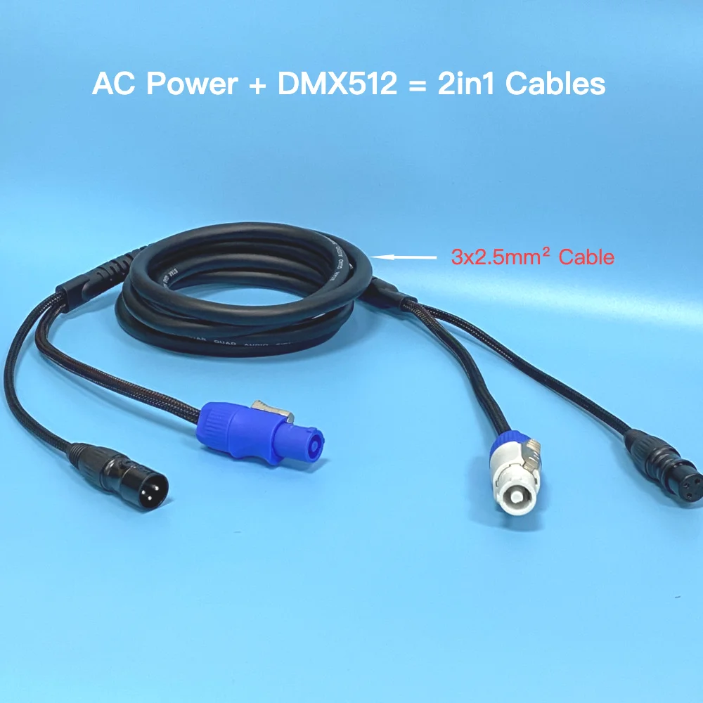 5Meter Stage Combination Line 3x2.5mm&sup2; AC Power And DMX Signal Cable Audio Speaker Mixer Control For Moving Head Mobile DJ Disco