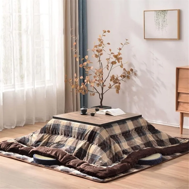 Japanese Kotatsu Table 4pcs Set &ndash; Heating Table, Quilt, Carpet &Heater for a Cozy Winter Coffee Table Household Heating