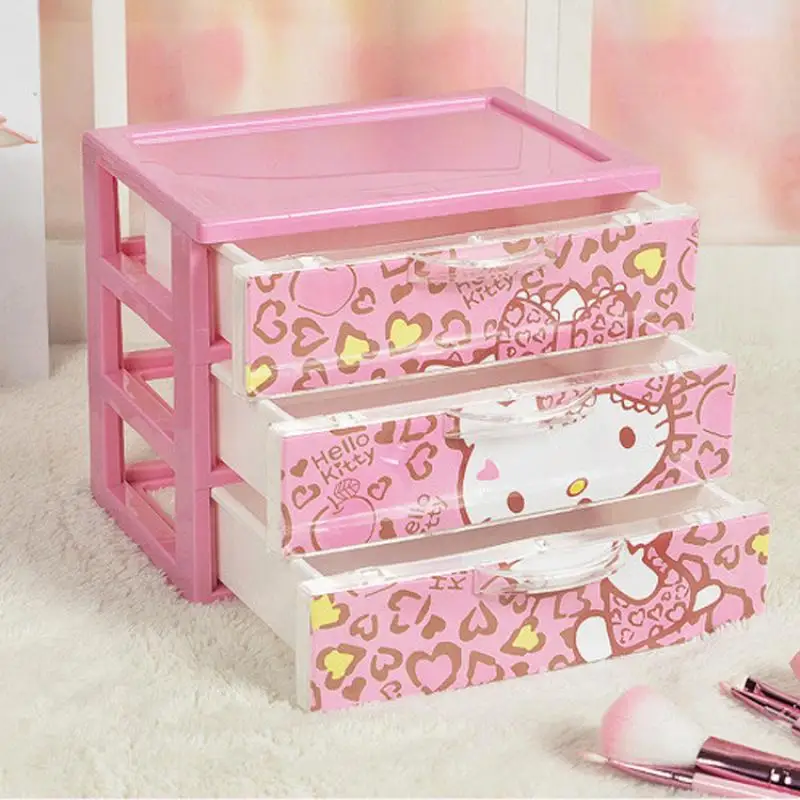 

Вместительный трехуровневый ящик для хранения Hello Kitty, стильная фотография, милые многофункциональные настольные аксессуары