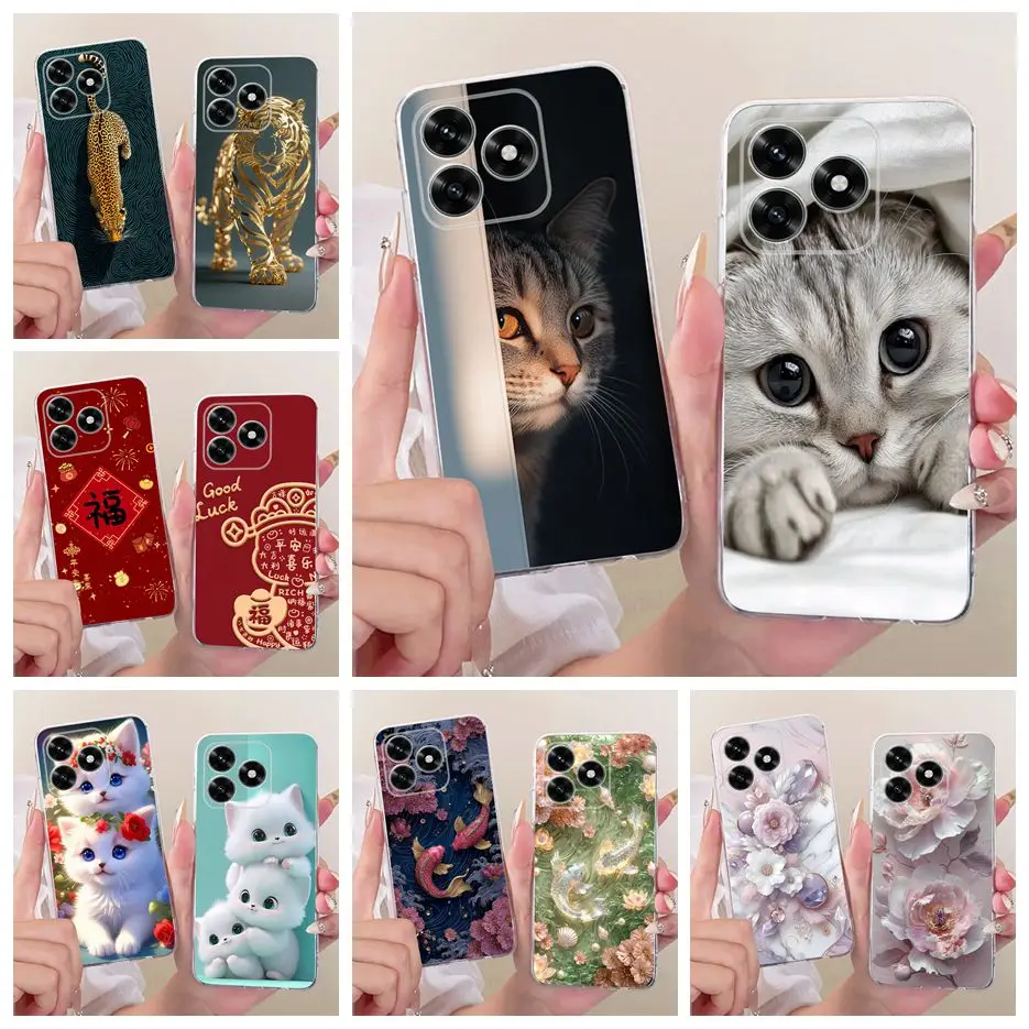 Cute Cat Luxury Painted Clear Silicone Soft Slim Phone Case Cover