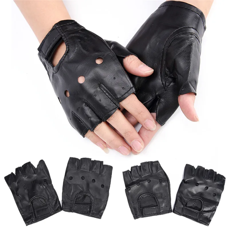 

Men Women PU Leather Black Half Finger Driving Motorcycle Biker Fingerless Cycling Gloves Riding Sports Running Gloves