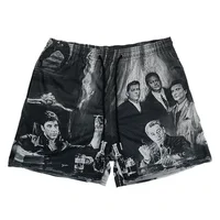 Summer New Men's Shorts Rose Design Casual Shorts Street Hip Hop Fitness Quick Dry Mesh Fabric Breathable Embroidered Shorts 2
