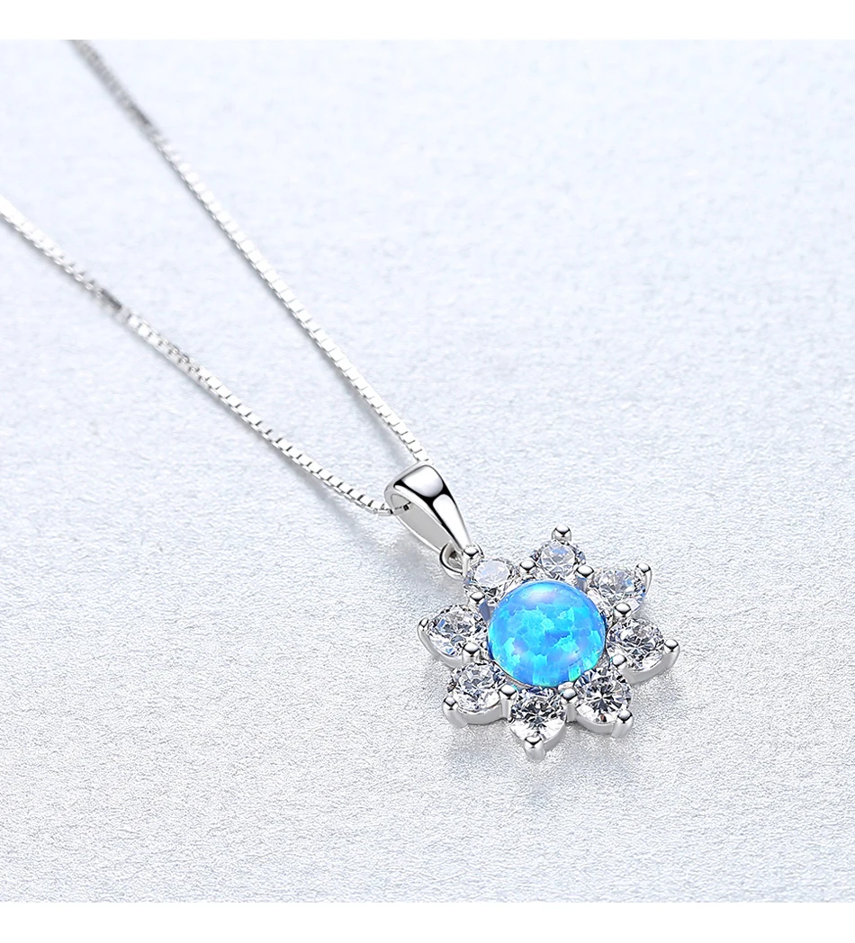 Collana con pendente in argento sterling con fiore sole, opale verde blu, per donna, zirconi di alta qualità, Natale_voghion.com