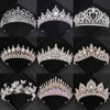 Silver AB Crystal Tiaras And Crowns Rhinestone Prom Diadem Crown For Women Bridal Wedding Hair Accessories Jewelry Crown Tiara