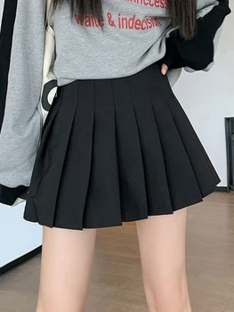 Women Pleated Plus Size Skirts Summer High Waist Zipper Girls Dancing JK Mini Skirts Black Fashion Student A Line Faldas 2026