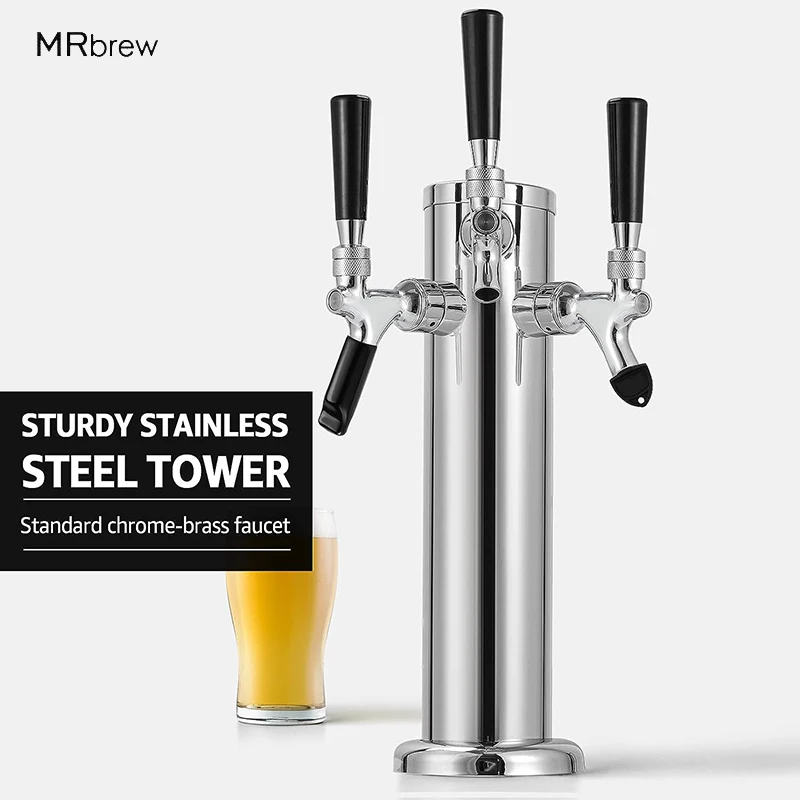 

3 Faucet Draft Beer Tower,Three Tap Kegerator Tower,Stainless Steel 3" Column Beer Dispenser For Homebrew Beer Brewing beverage