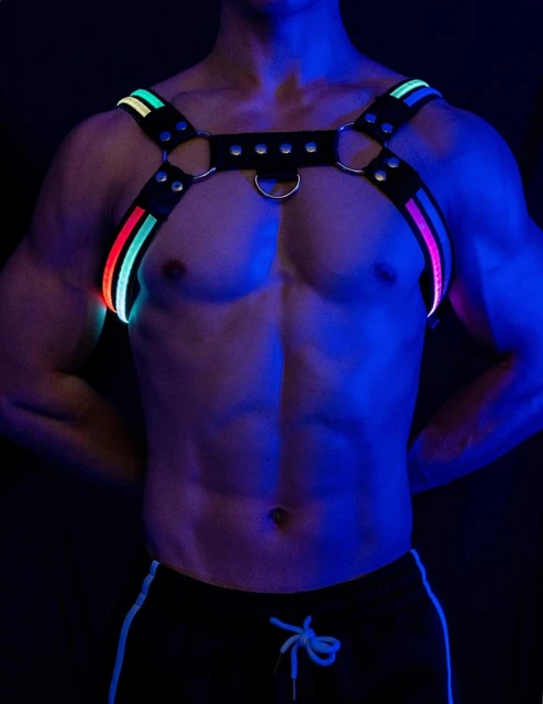 Harness Men Shoulder Belt Sexual Body Chest Dimming Light Stage Flashing  Rechargeable Color Light Chest Belt Muscle harness - AliExpress