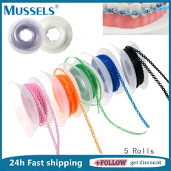 5 Rolls Dental Power Chain Orthodontic Ligature Chain Elastic Rubber Band for Braces Dentistry Ultra Power Chain Continuous Long