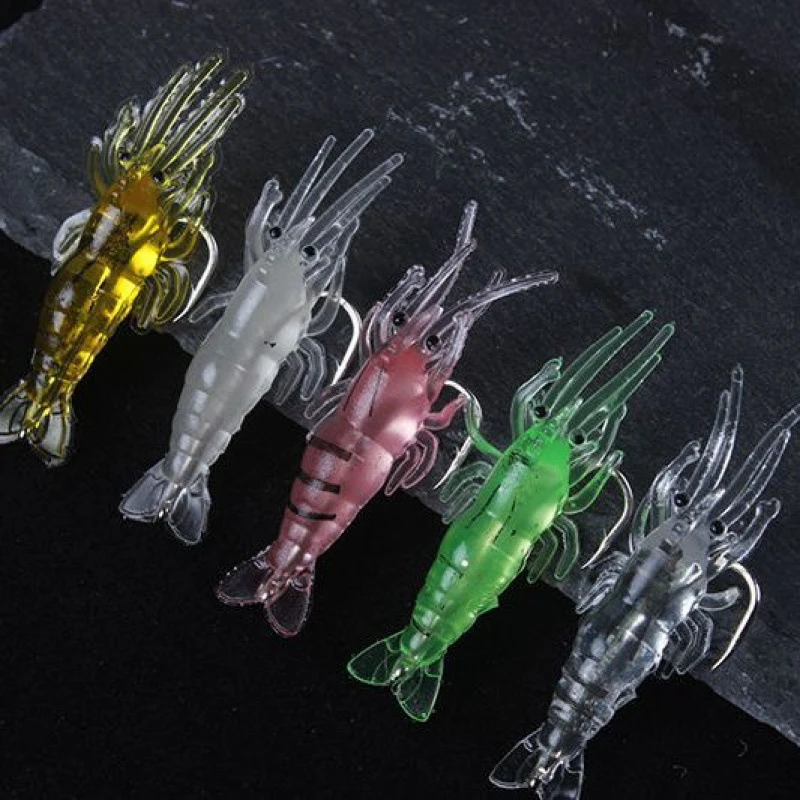 10PCS Soft Simulation Shrimp Prawn Lure 4cm/0.9g Fake Shrimp Bait Artificial Fishing Bait Crankbaits Wobblers for Trolling