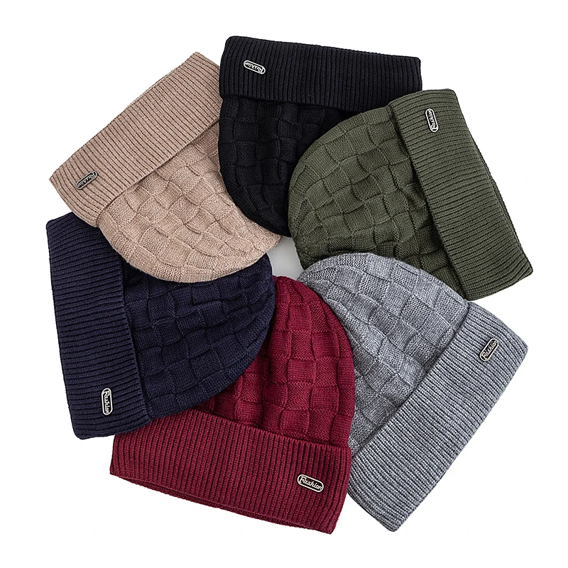 New Style Unisex Winter Hat Plush Fur Lined Warm Small Square Style Soft Beanie Hats Men Women Thicken Ski Sports Knitted Hat