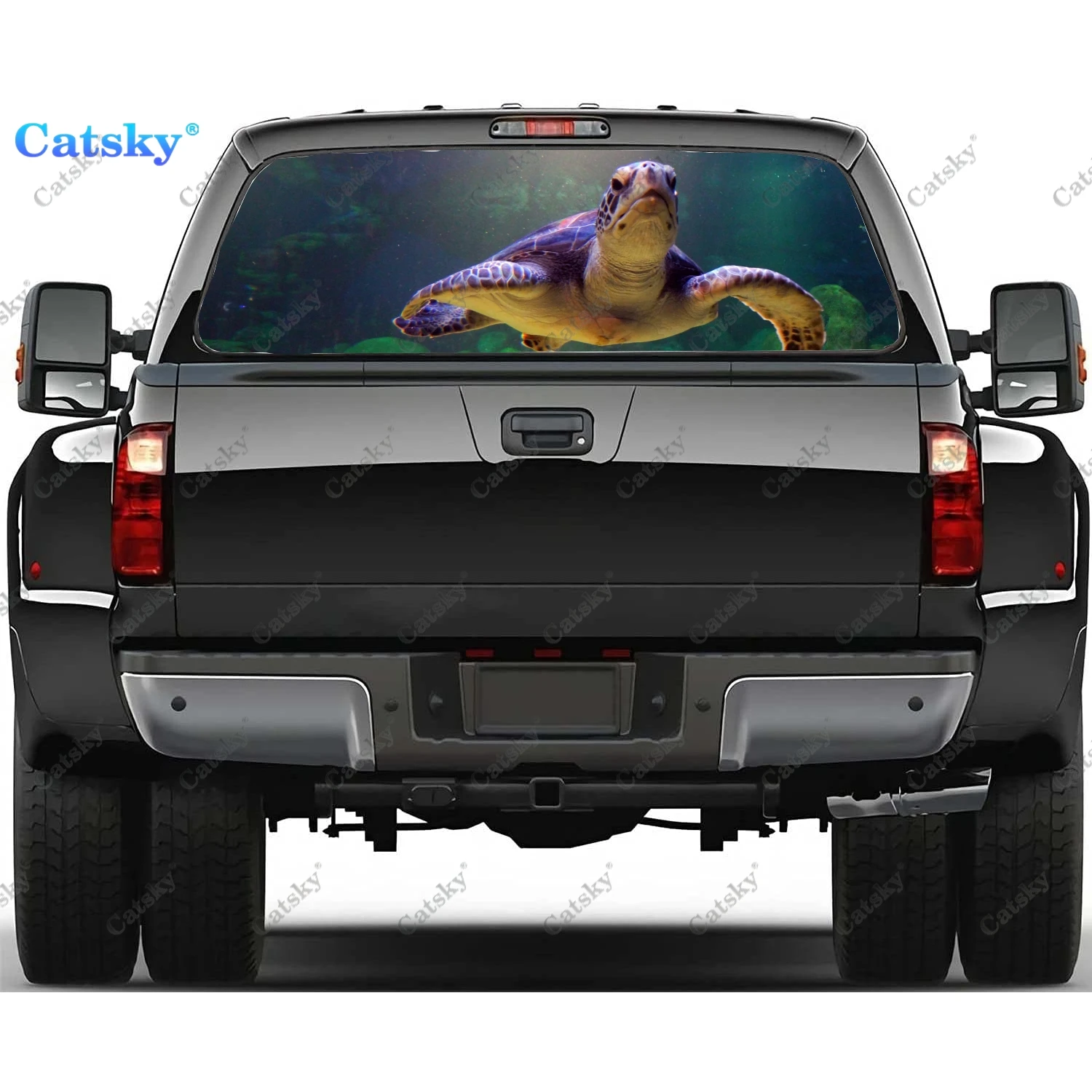 

sea turtle Rear Window Decal Sticker Graphic PVC Material Truck Sticker Perforated Vinyl Universal Sticker