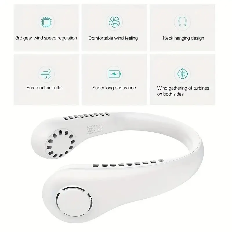 Neck Fan Portable Electric Wearable Cooling USBRechargeable Bladeless Mobile Air Conditioner Silent