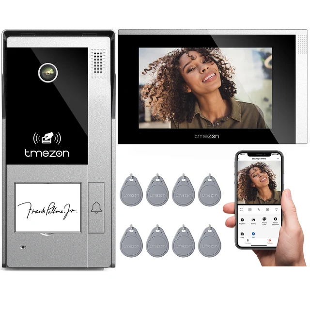 TMEZON WiFi Video Intercom System with Camera and 7 Inch1080P touch screen IP Wired Video Door Phone , Tuya,4 wire,Remote Unlock 1