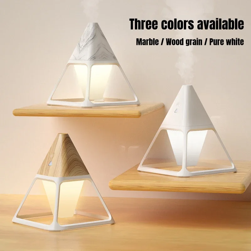 Diffuser with Warm Lamp Aroma Difusor USB Wood Grain Volcano Pyramid Air Humidifier Remote Control Aromatherapy Essential Oil