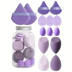 Deluxe Makeup Sponge Set - Beauty Blender & Powder Puff Collection (14Pcs Purple in box)