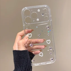 Butterfly Diamond Transparent Phone Case with Heart - Shaped Pearl Accents - iPhone 12 Pro Max (LOVE)