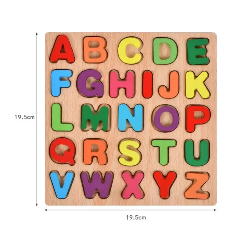 Wooden Puzzles 3D Colorful Alphabet Number Puzzle Montessori Matching Games Early Education Toys Mathematics Shape Cognition