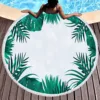 Palm Leaf Round Beach Towel,Superfine Polyester Sand Resistant Beach Blanket,Absorbent Quick Dry Pool Towel Portable Picnic Mat 2