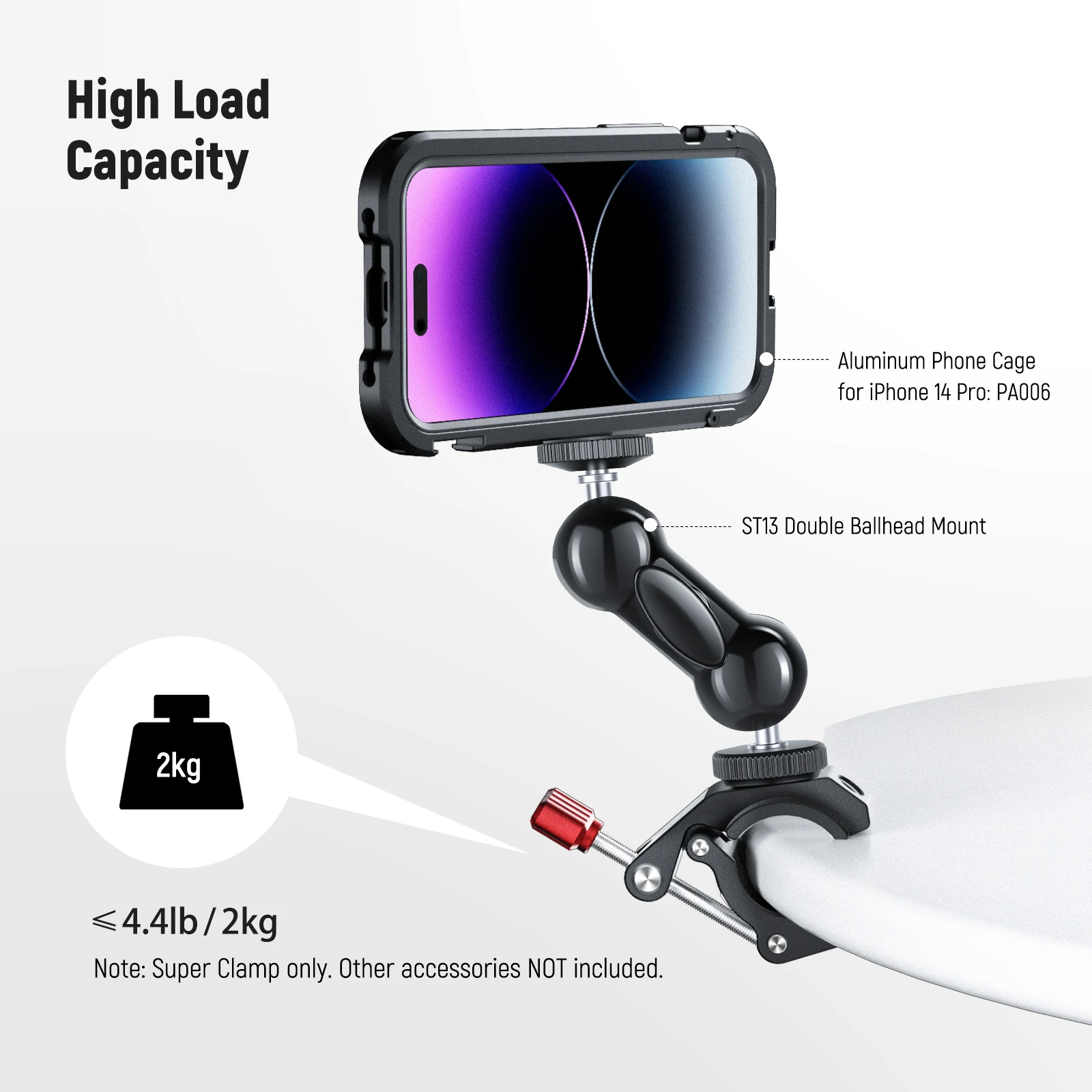 Super Clamp Crab Shaped Camera Mount with Cold Shoe And 1/4" 3/8" Threaded Holes