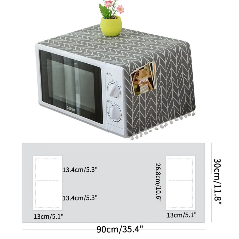 Anti-Slip Microwave Dustproof Cover Microwave Oven Top Cover Decorative  Kitchen Toaster Oven Cover with Storage Bags