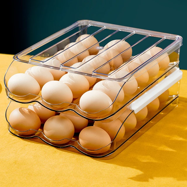 New Egg Holder for Refrigerator 2-Layer Large Capacity Egg Storage Container  36 Stackable Egg Storage Box Dispenser Clear - AliExpress