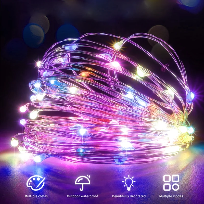 

100/50/30/20/10Leds Button Battery Power Supply indoor Christmas Lights Christmas Tree String Lights Wedding Home Decoration