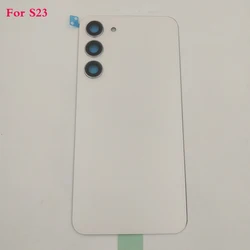 Premium Back Battery Cover Door Housing Rear Glass Case with Adhesive Sticker (White For S23)