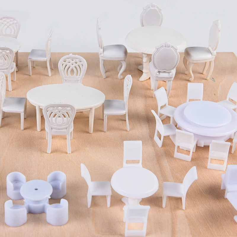 1/25 1/50 1/75 1/100 Scale Furniture for Model Building Layout Dollhouse Table Chair Miniature Accessories Plastic Model Craft 5