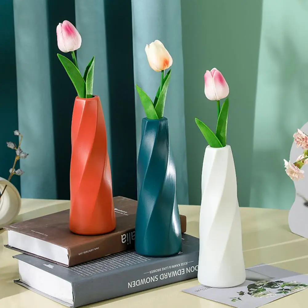 Imitation Ceramic Flower Vase Nordic Style PE Flower Container Floral Vase Concise Decor Vases For Dried Flowers Home Decor 2