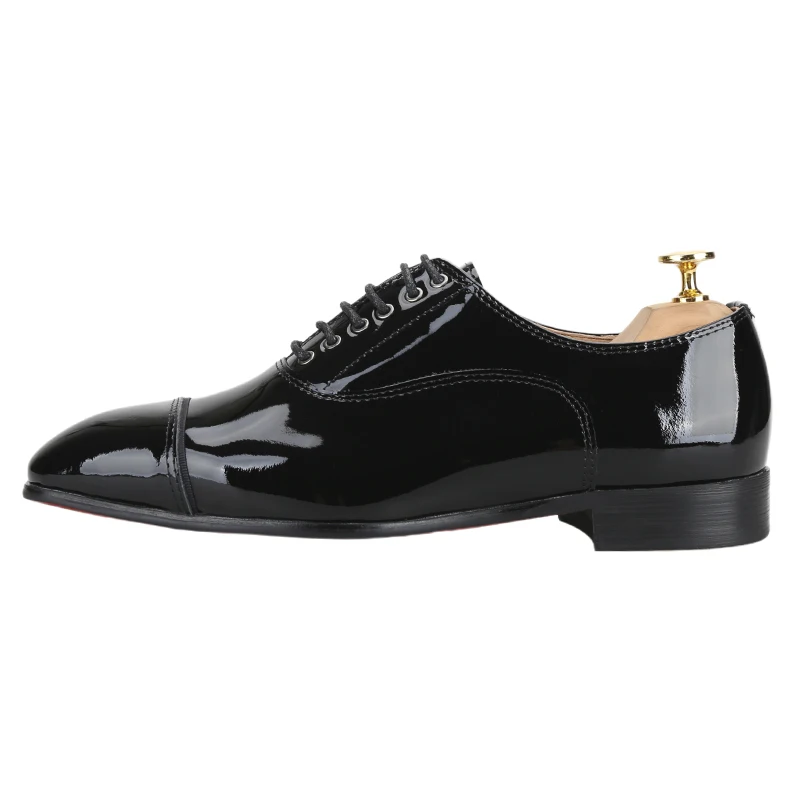 Piergitar Handmade Black Patent Leather Men Dress Shoes For