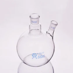 Two-necked flat-bottom flask oblique shape,with two necks standard grinding mouth 25mL50mL100mL250mL500mL,Mid 19/22,Side 14/20