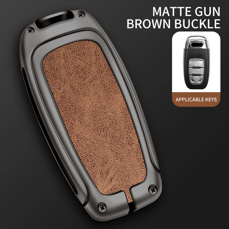 Premium Leather Car Key Case Cover with Metal Accents