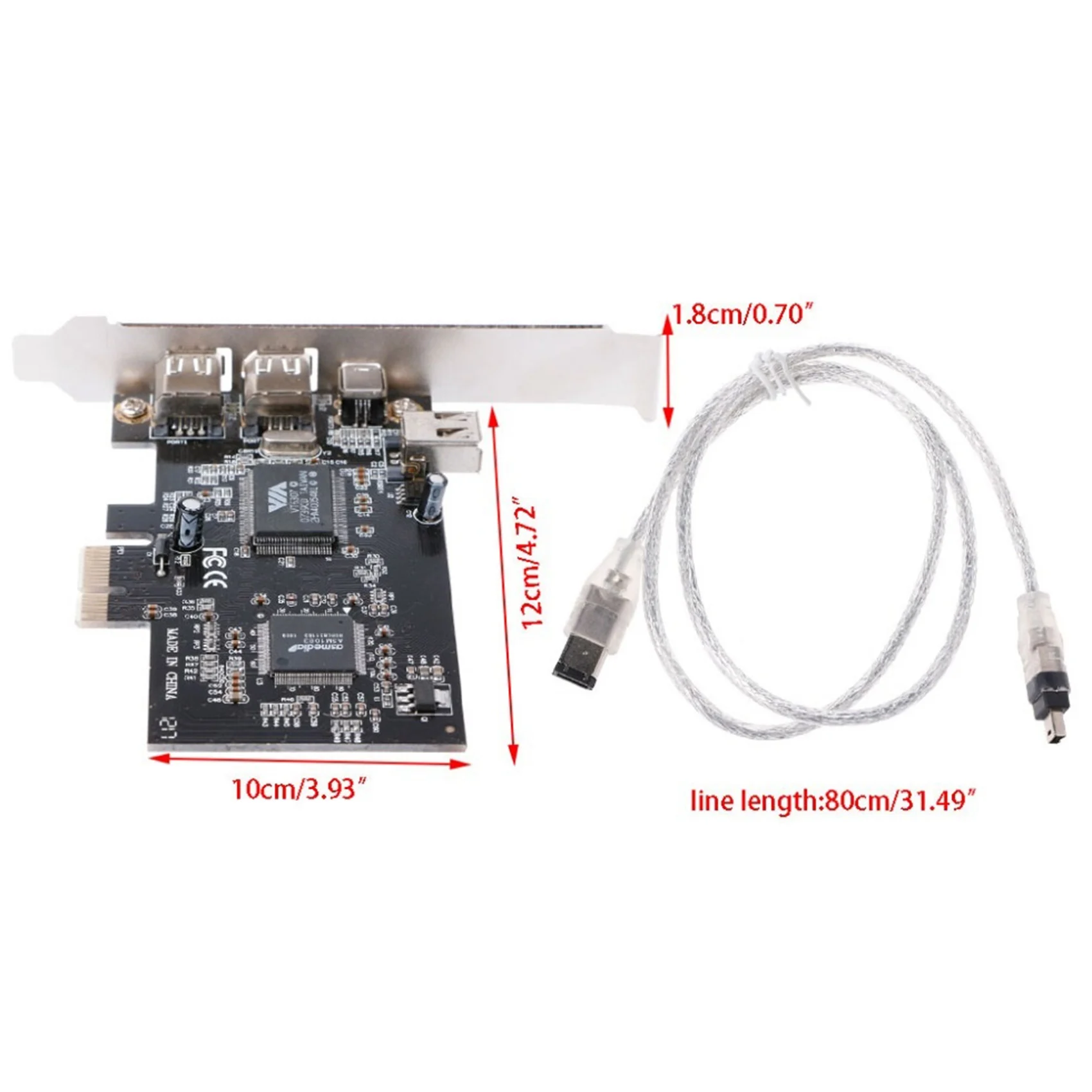 PCI-E-1394A 카드, PCI-E 1.0 X1-IEEE 1394A 4 포트 파이어와이어 카드, 지지대 1440X1080 해상도, 0.8M 1394A 케이블 포함