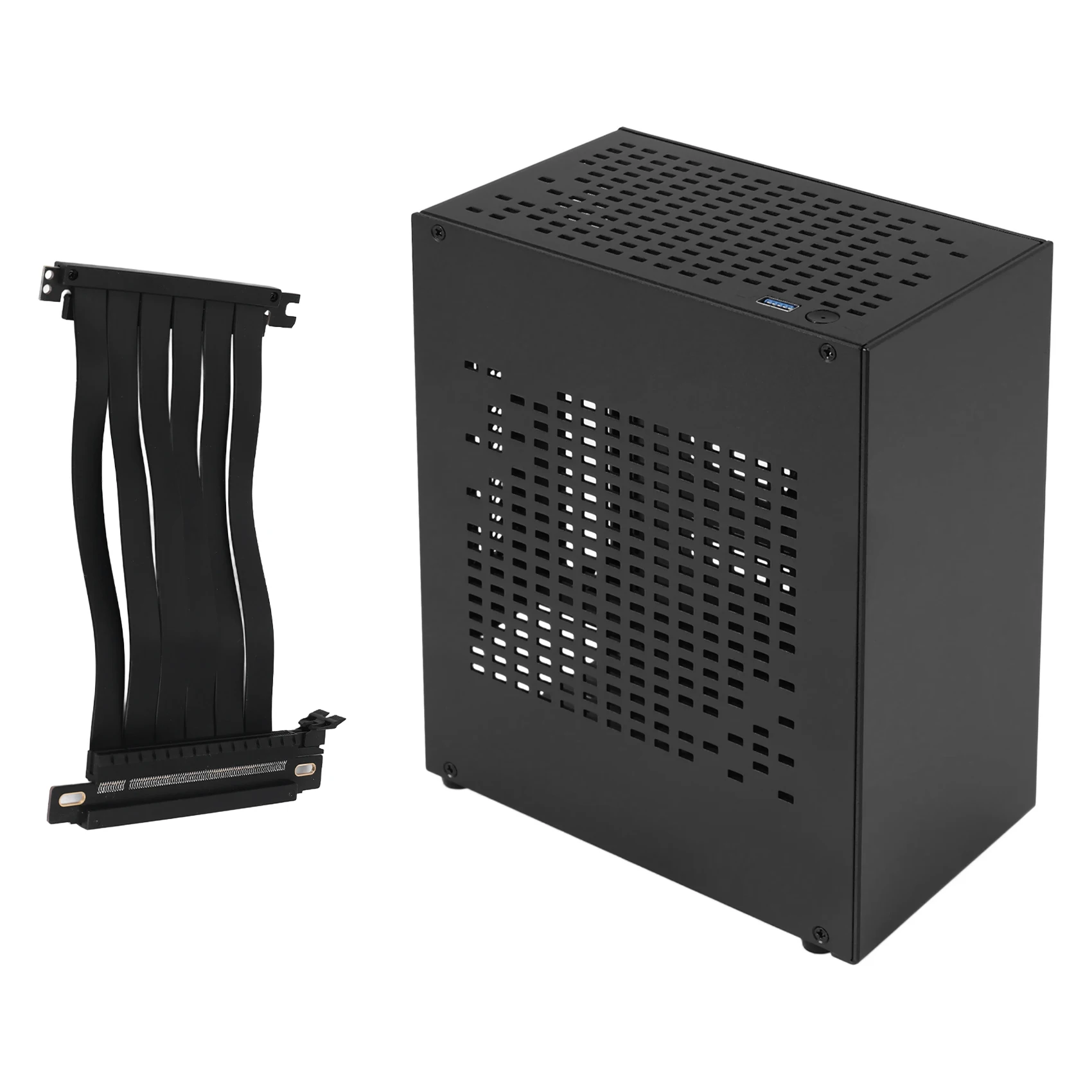 AAAE A07 미니 ITX 컴퓨터 케이스 섀시 HTPC 호스트 케이스 USB3.0 ITX 인클로저(그래픽 카드 연장 케이블 포함)(A)