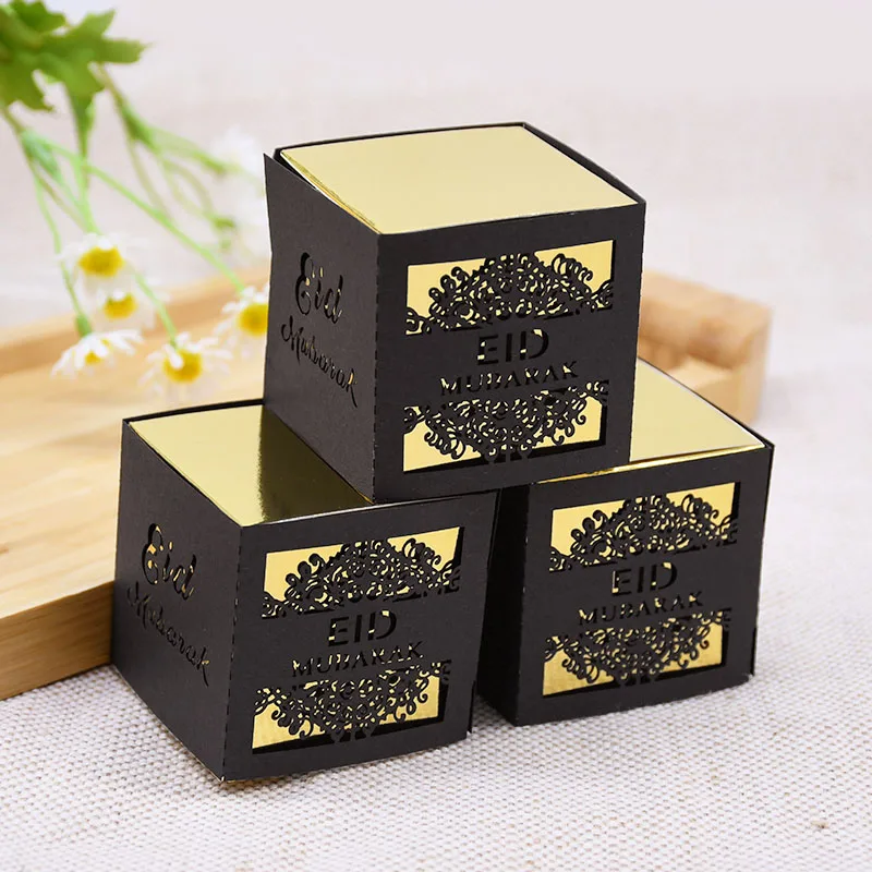 5/10pcs Eid Mubarak Chocolate Candy Box Ramadan Kareem Favor Gift Box Islamic Muslim Festival Happy Al-Fitr Eid Party Supplies