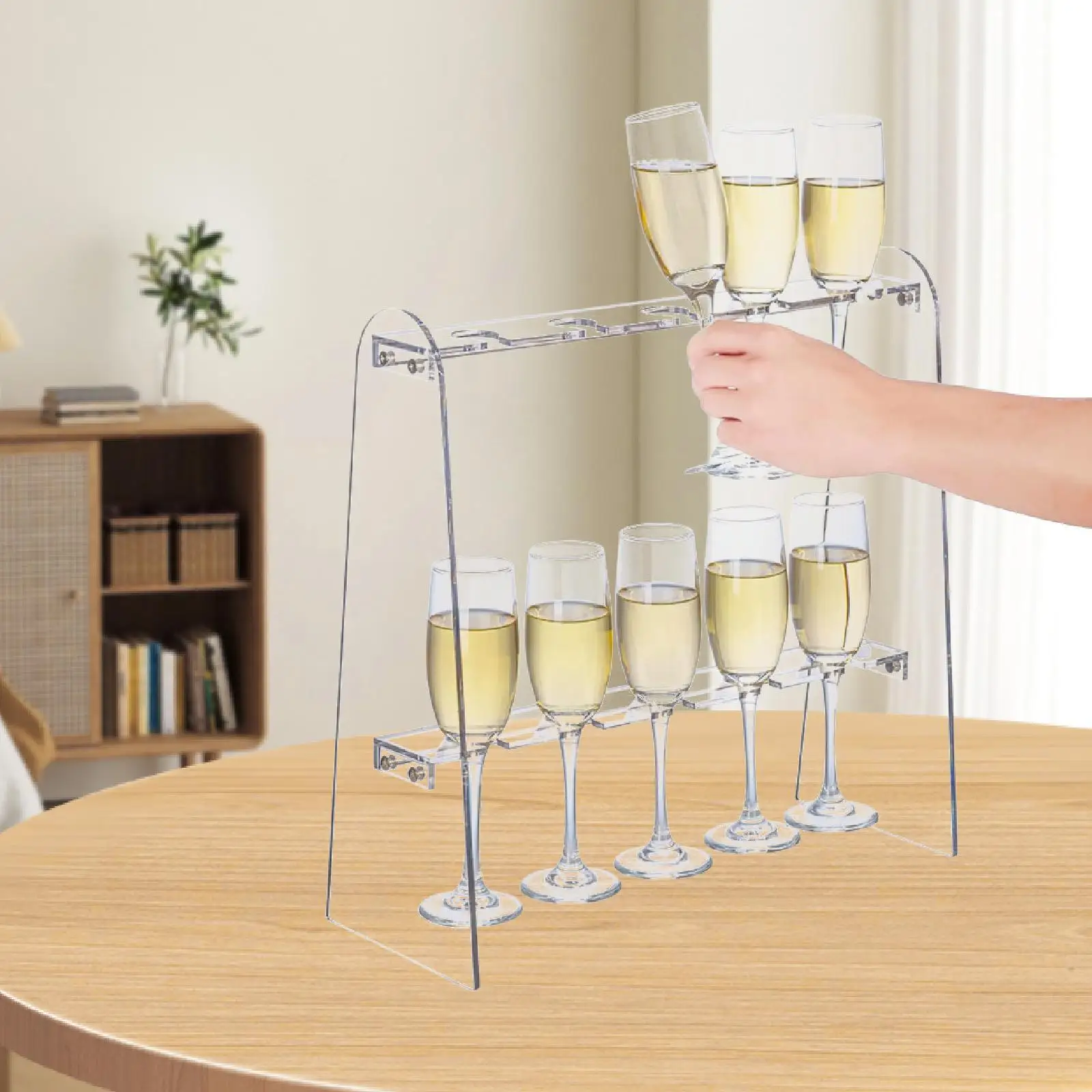 Acrylic Champagne Holder Clear Glass Hanging Display Rack Drink Tower for Kitchen Bridal Shower Home Restaurant Decorative
