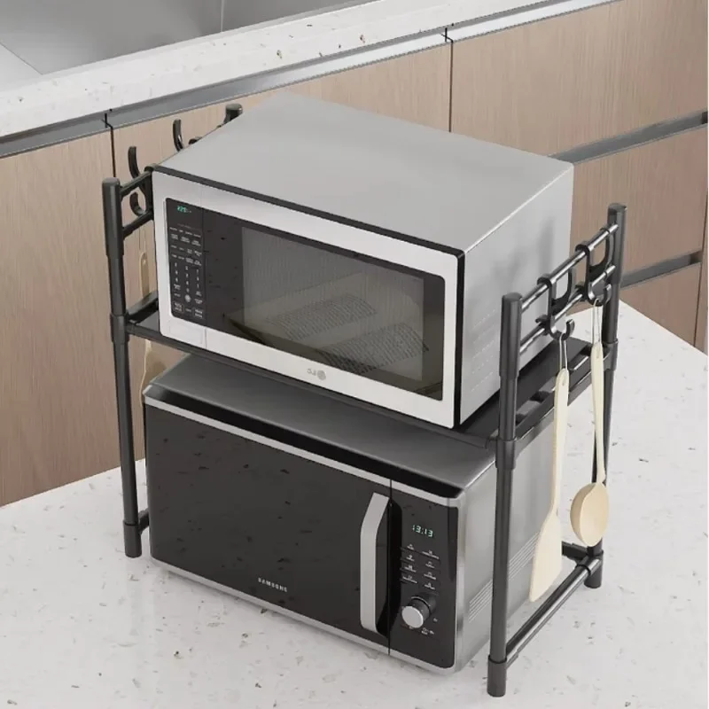 3-Layer Microwave Rack Space Saving Adjustable Height Organizer Smart Storage for Kitchen Countertop BPA-Free Storage Supplies
