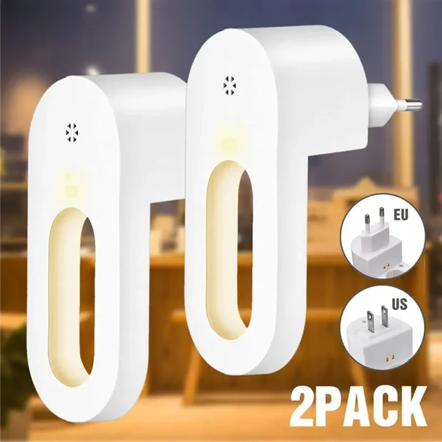 LED Night Light EU/US Plug Wall Socket With Twilight Sensor Warm White Lamp Energy Saving For Kids Room Bedroom Night Lamp 1