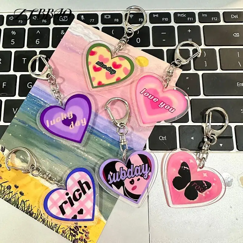 

Acrylic Love Key Holder Trendy Colorful Heart Keychain For Girls Bag Pendant Backpack Decorations