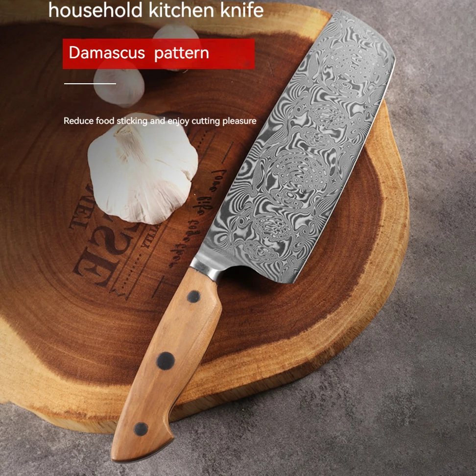 

Chefs Cleaver Knife 67 Layers Damascus Steel 18cm Blade Sharp Slicing Nakiri Longquan Kitchen Knives Cooking Tools Wood Handle