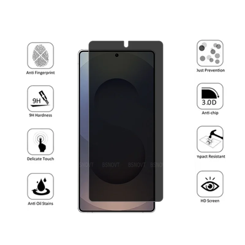 6-in-1 Anti-Spy Privacy Tempered Glass Screen Protector