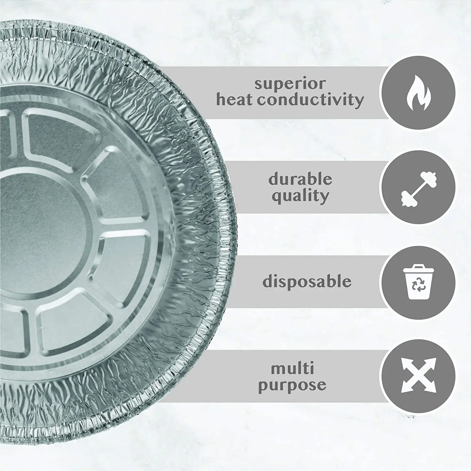 7 Inch Round Tin Foil Pans Disposable Aluminum, Freezer & Oven Safe For Baking, Cooking, Storage, Roasting, & Reheating, Packing