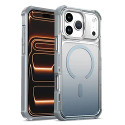 Gradient Color Wireless Charging Protective Phone Case with Anti - Drop Airbag Design - iPhone 15 Plus (Grey)