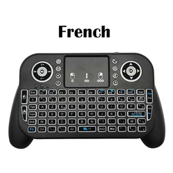 Compact Bluetooth Touchpad Keyboard with Backlit Air Mouse Remote Control (French)